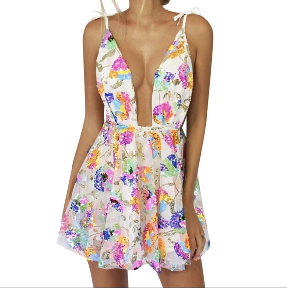 NWT Sexy Sequin Glitter Party Mini Dress S: Small & Medium - Picture 3 of 15